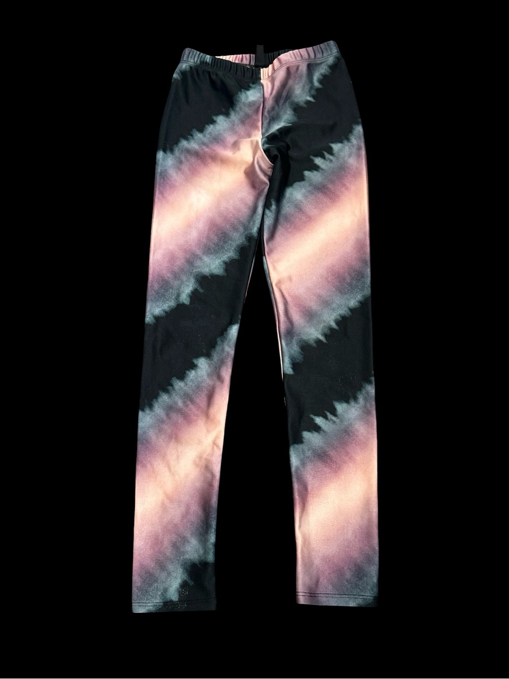 GUC Pixielane Girls' 8 Black Tie-Dye Leggings with Pink/Blue Accent